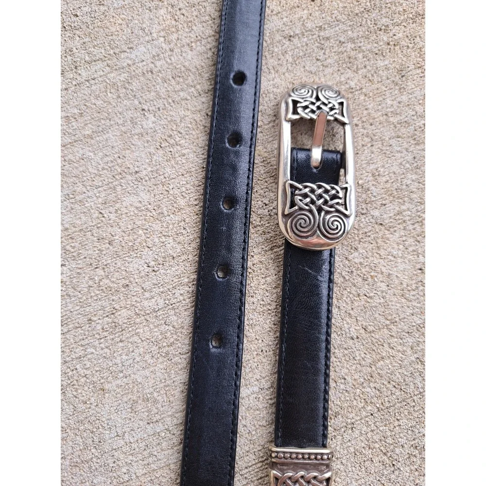 Brighton Women's Brown Leather Belt M-L 32 Silver Tone Buckle  Ornate